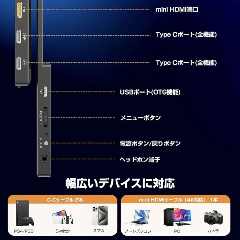 ポータブルモニター モバイルモニター　14.5インチ 4K+