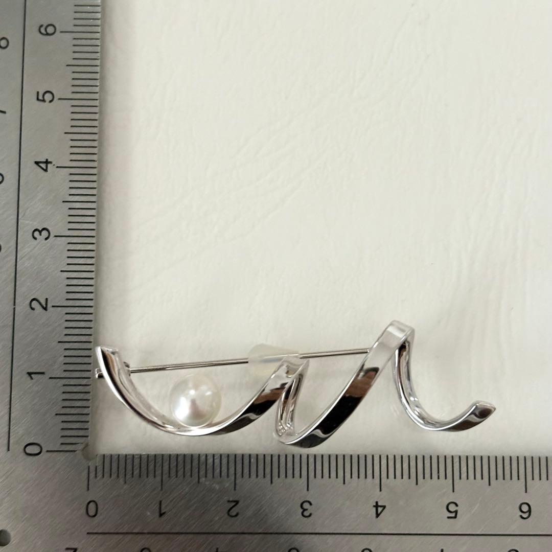 006【ミキモト】シルバー　ブローチ　M パール　約7.1mm