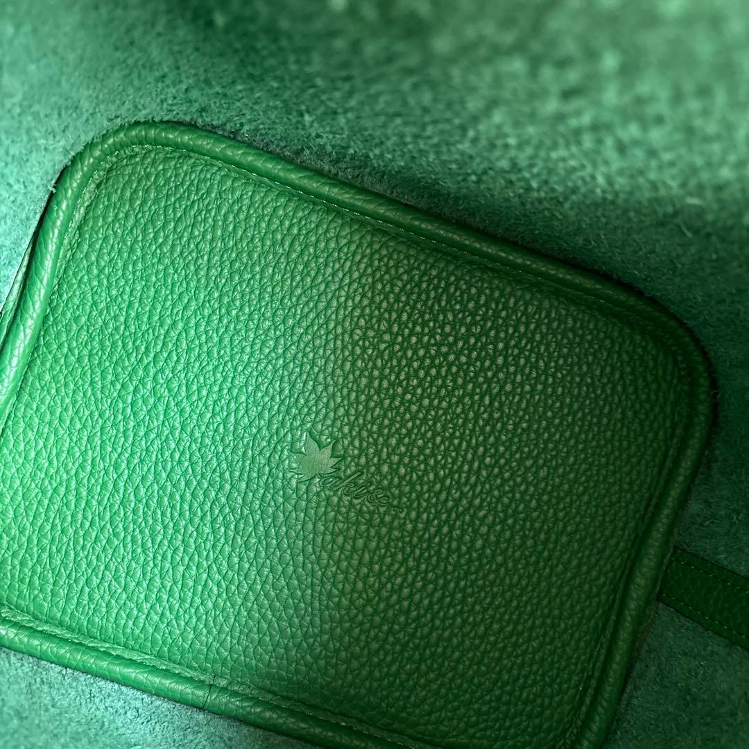 楽天　4U キューブバッグ　プレミアム本革　タケグリーン　シルバー金具　Sサイズ