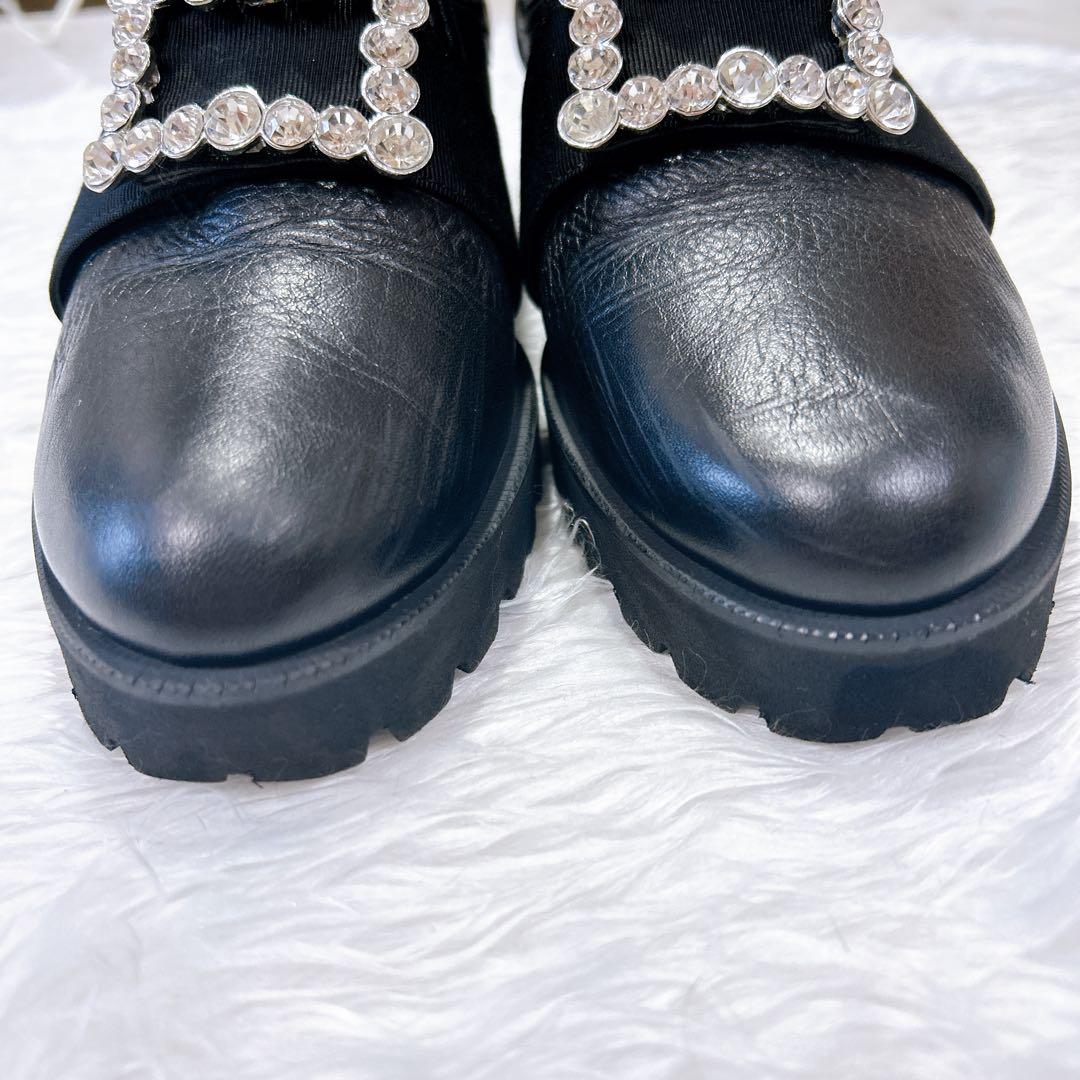 美品 DIANA ビジューショートブーツ サイドゴア 黒 24cm 軽量