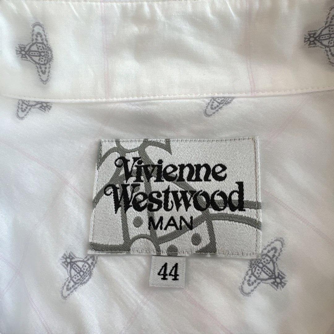 くりマン〜ヴィヴィアンウエストウッドマンM 白　長袖チェックシャツ