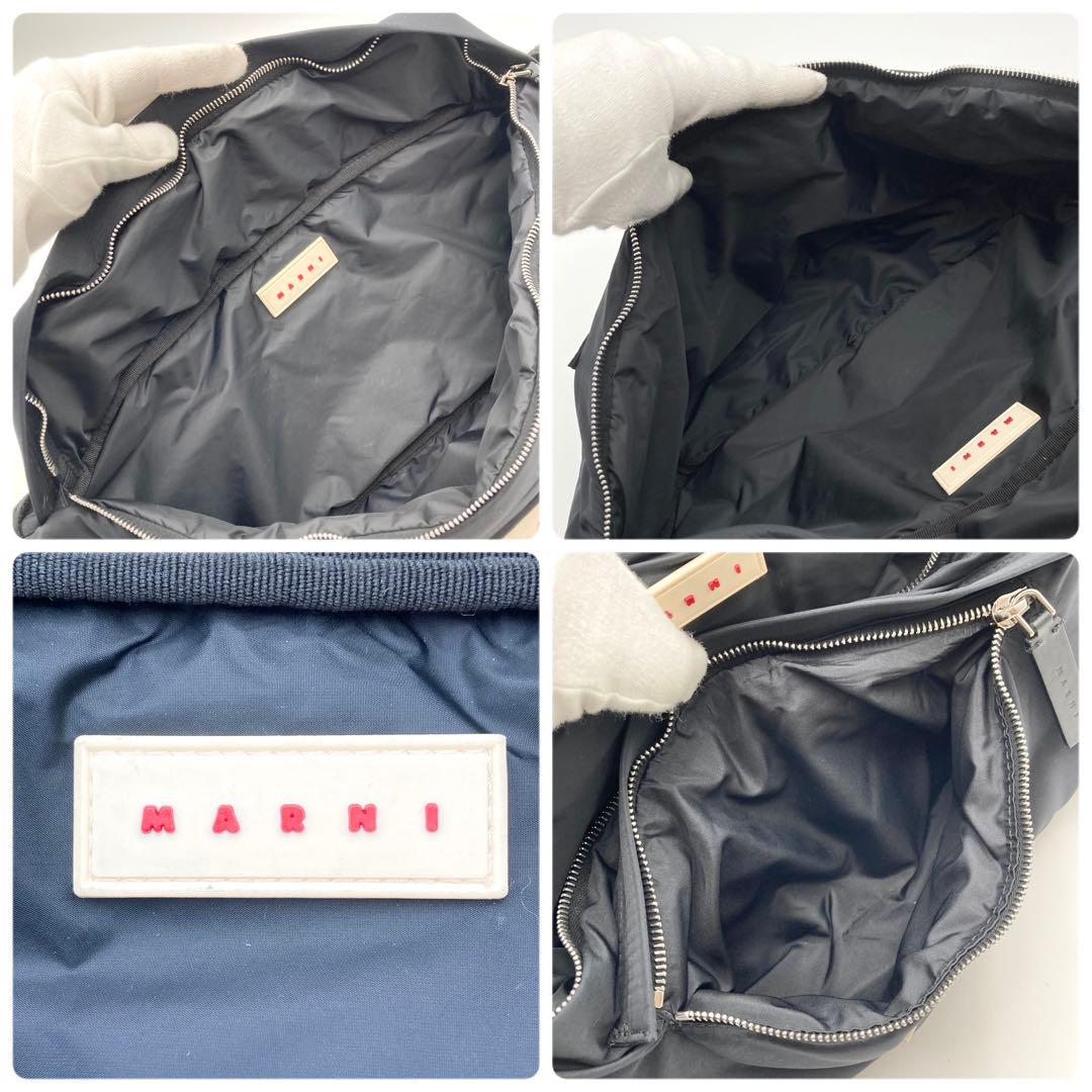現行！レア✨ MARNI パフ バムバッグ ボディバッグ ナイロン 黒 ロゴタグ