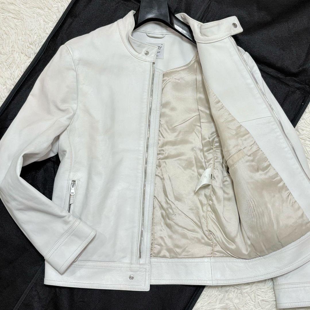 美品✨ エンメティ アンドレア レザー シングルライダースジャケット ホワイト
