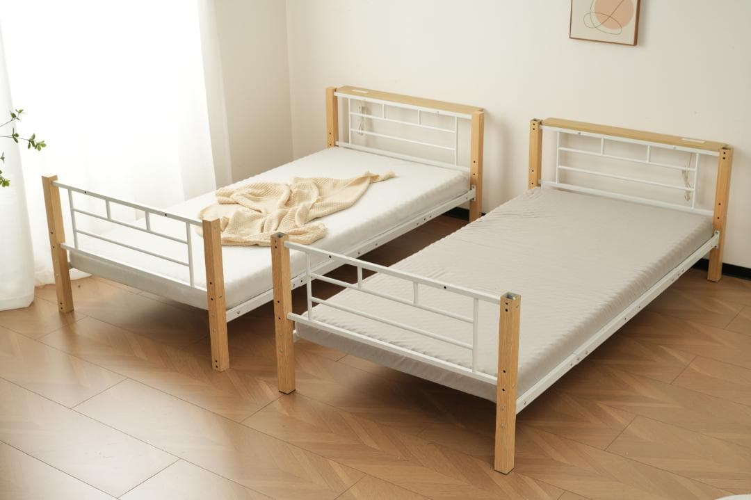 赤字価格！高さ150cmロフト二段ベッド　分割可能・コンセント付　NATURAL