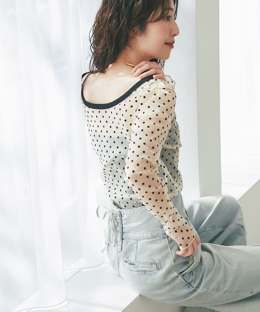 バックレースアップデニムワイドパンツ