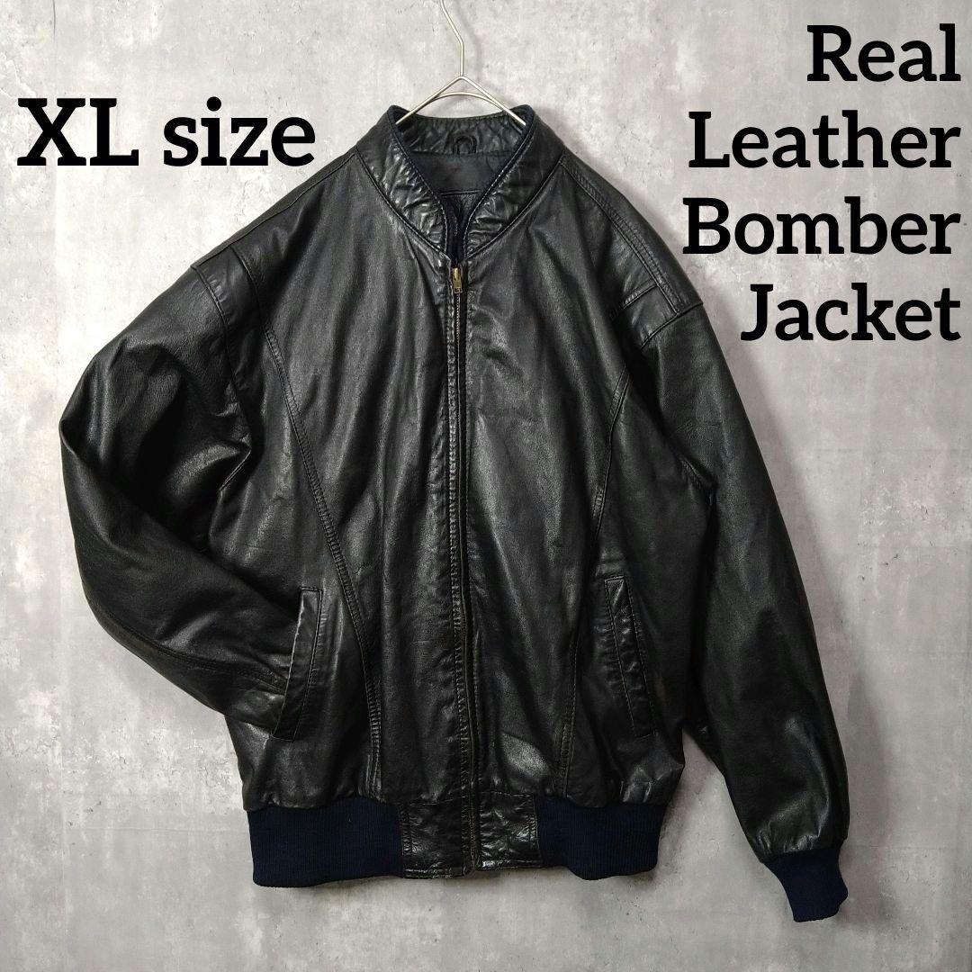 【kajiyan】90s XLサイズ 本革 レザーボンバージャケット
