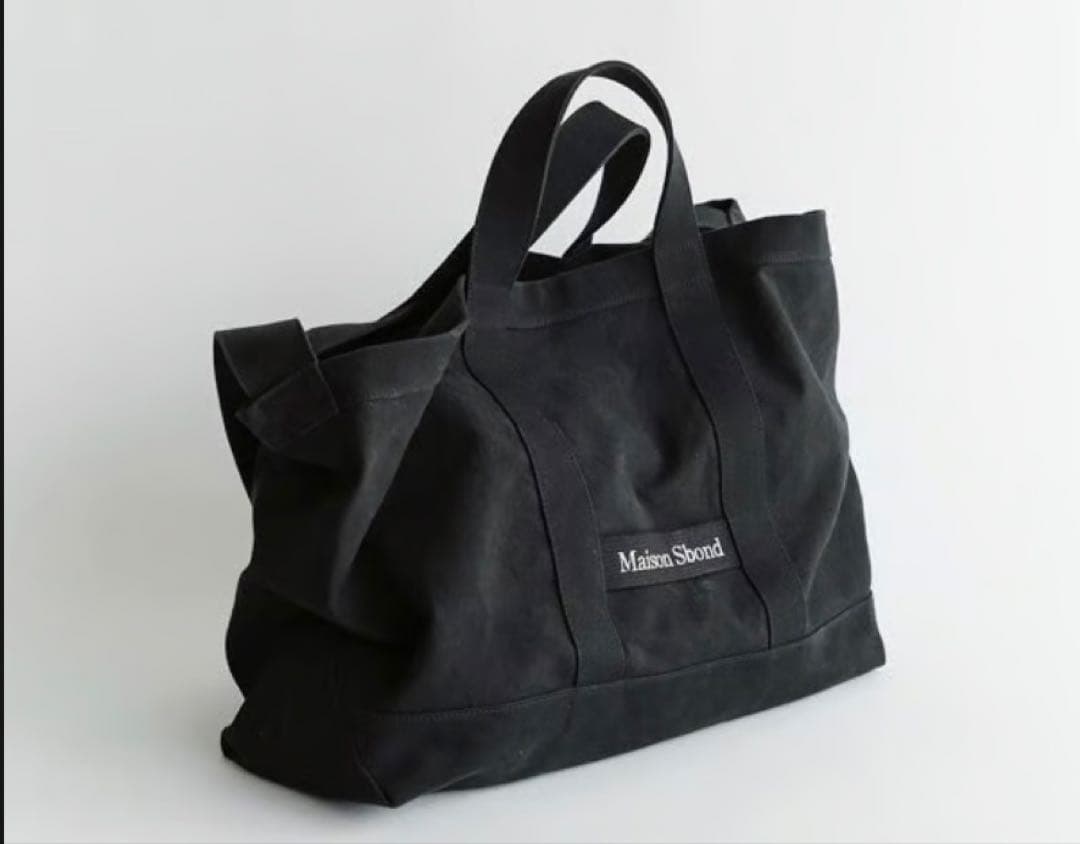 Maison Sbond ブラック キャンバストートバッグ