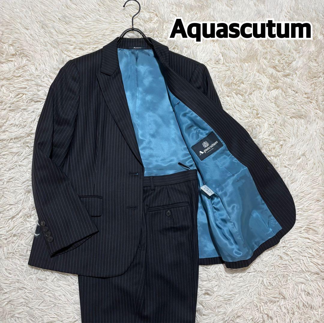 美品 アクアスキュータム レディース スーツ セットアップ ワイドパンツ 15号