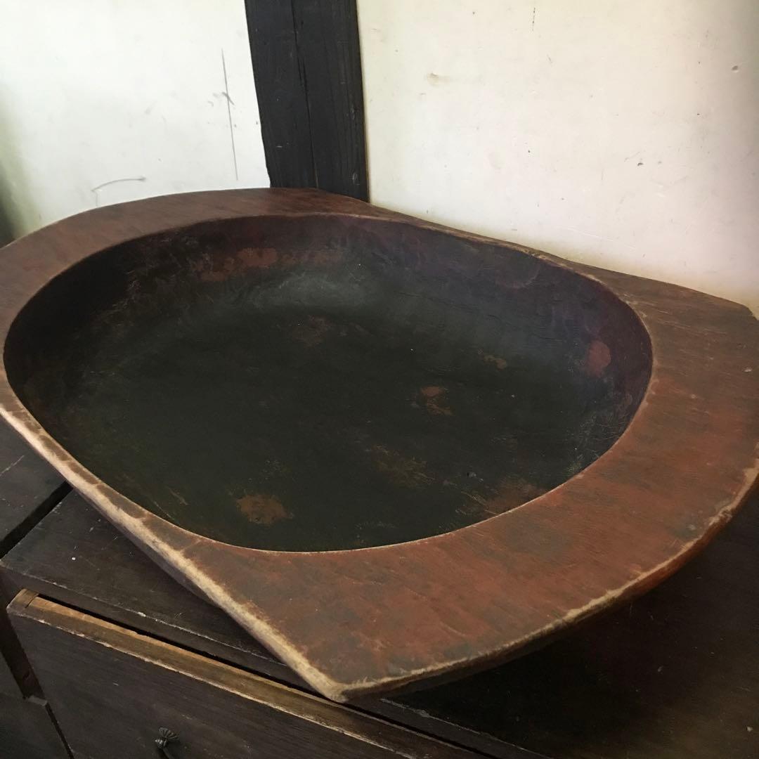 希少　ビンテージ　木製　こね鉢　くりぬき鉢　飾り　古物　古道具　手彫り　当時物