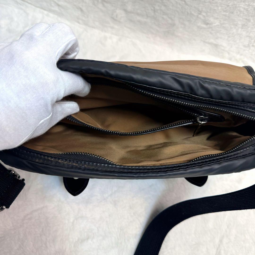 【極美品】ハンティングワールド　ショルダーバッグ　レザー　バチュークロス　黒