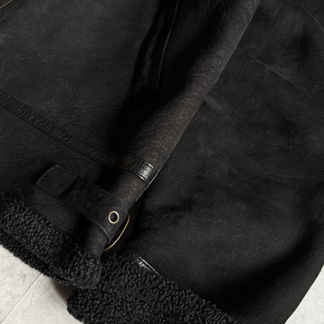 【90s vintage】B-3 フライトジャケット　ヌバック　本革　墨黒　短丈