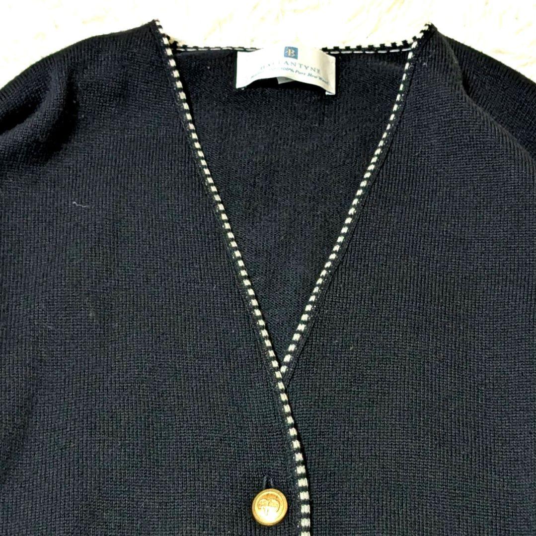 バランタイン カーディガン 金ボタン メリノウール ブラック 2XL