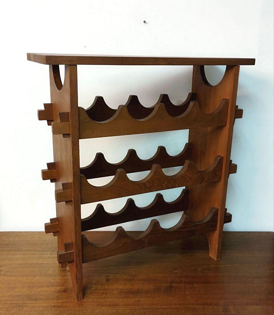 【teak wood】チーク材 ワインラック 12本収納　楔 ヴィンテージ
