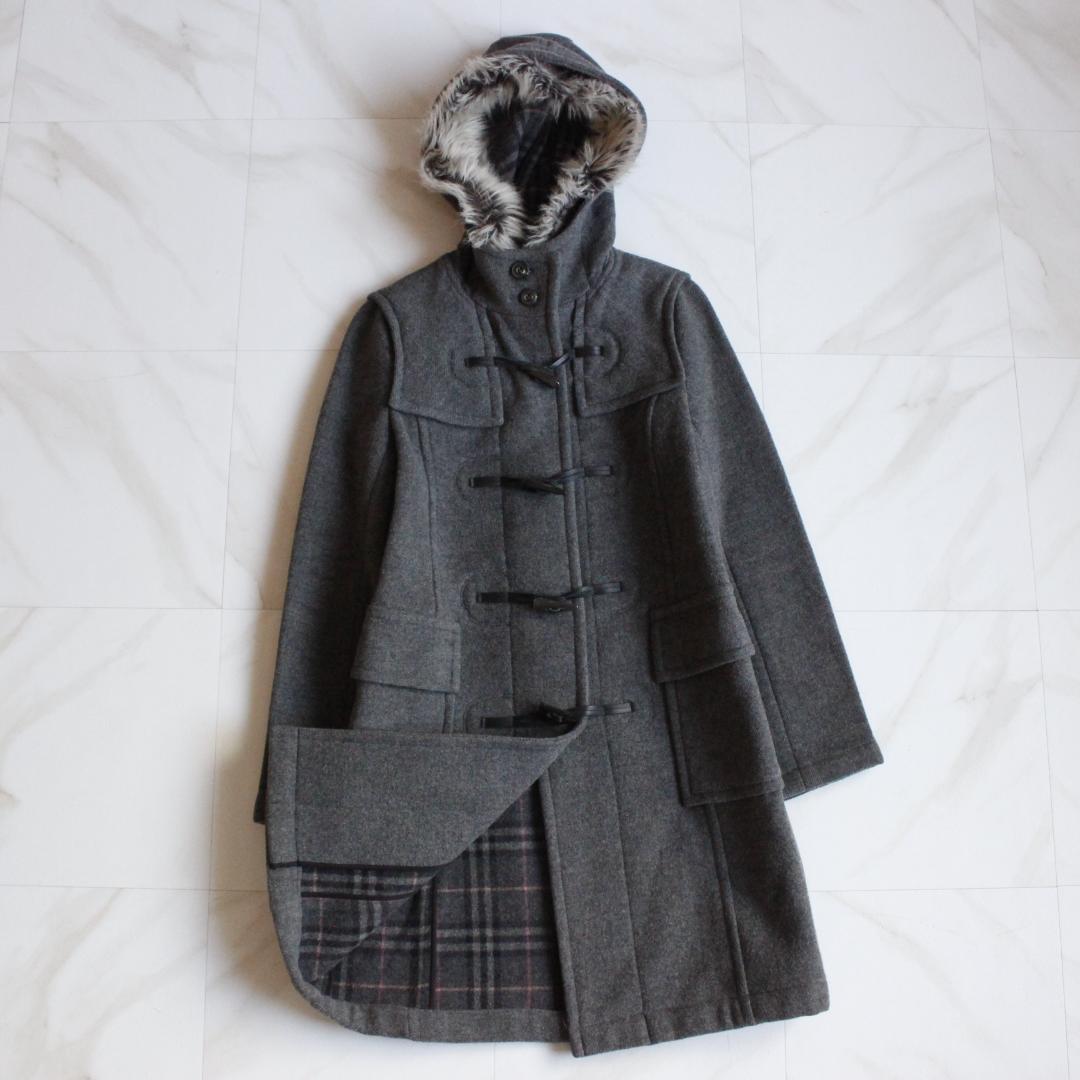 BURBERRY BLUE LABEL ノバチェックダッフルコート S ファー