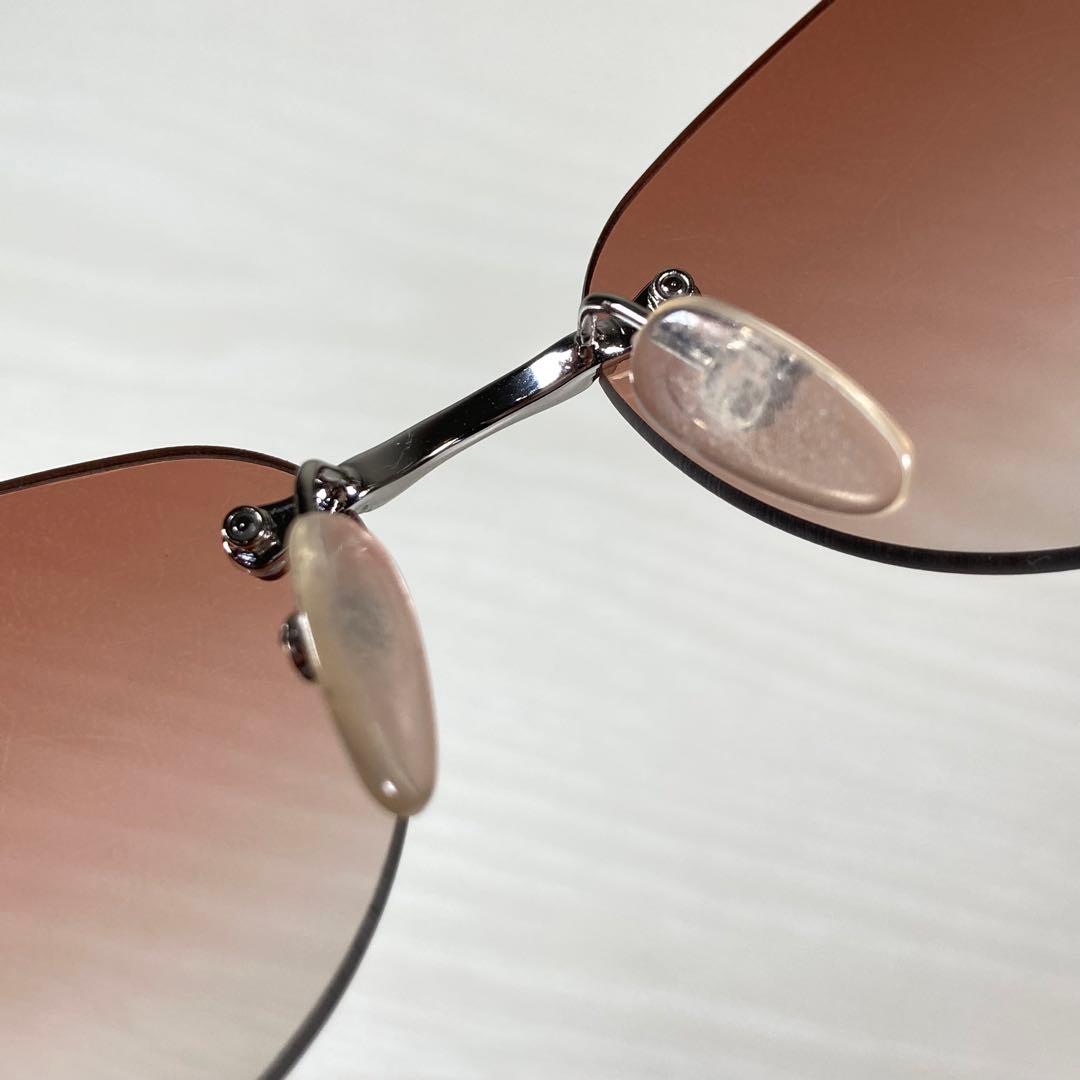 セリーヌ サングラス アイウェア リムレス ラインストーン 度なし ロゴ 茶