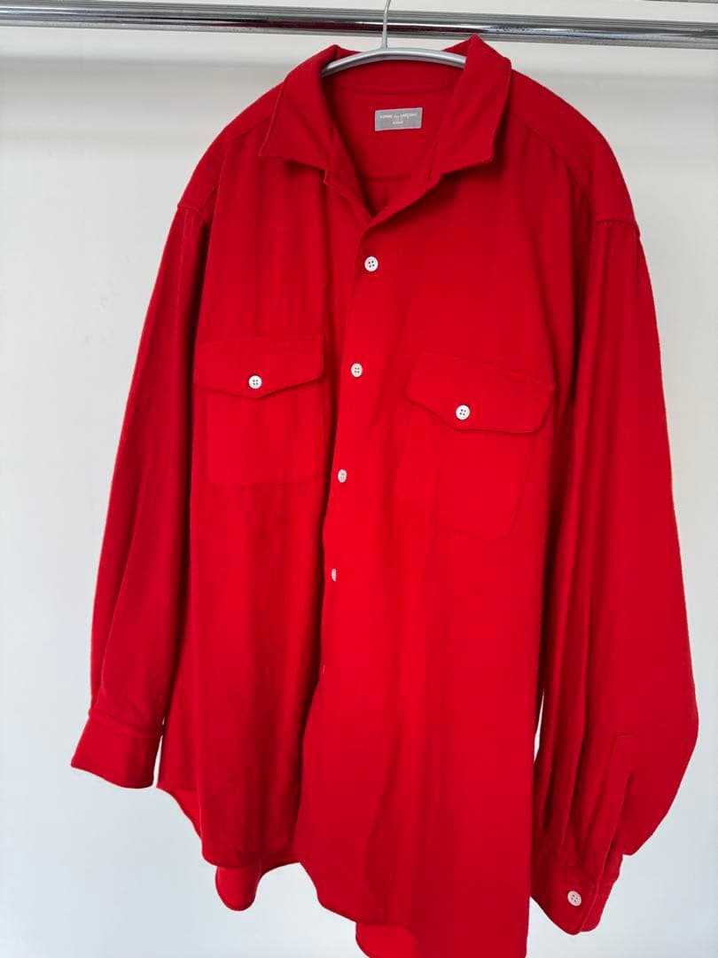 コムデギャルソンオム　田中期　田中オム　レッド　赤　ウールシャツ　開襟