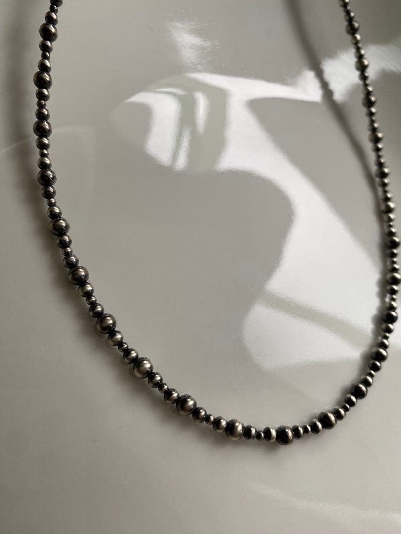 ナバホ ビーズ パール シルバー silver 925 ネックレス 燻銀 45