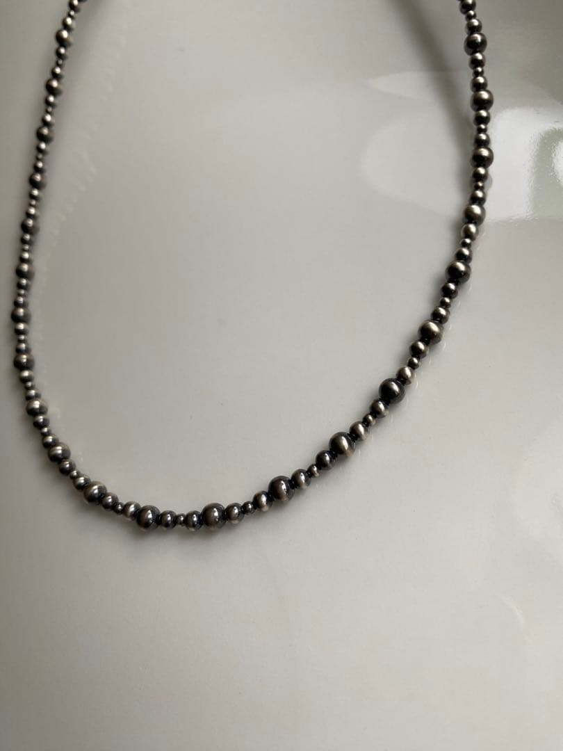 ナバホ ビーズ パール シルバー silver 925 ネックレス 燻銀 45