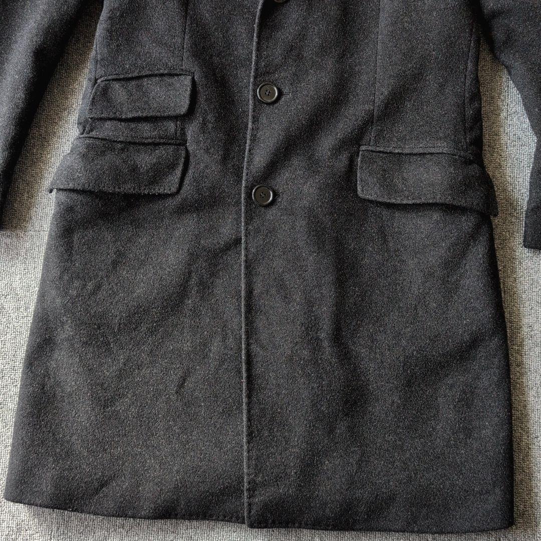 イタリア製 チェスターコート ウール カシミヤ ミドル丈 ブラック 古着