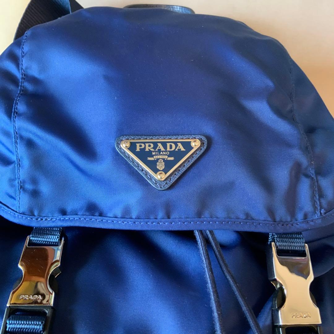 希少【PRADA】 ネイビー ナイロン バックパック 三角ロゴ