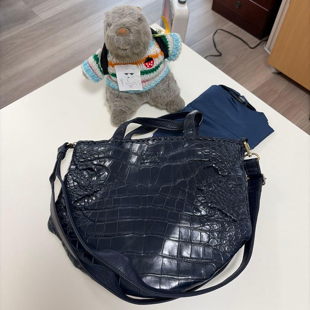 Ibiza ネイビー クロコダイル ハンド、ショルダー 2way 未使用品！