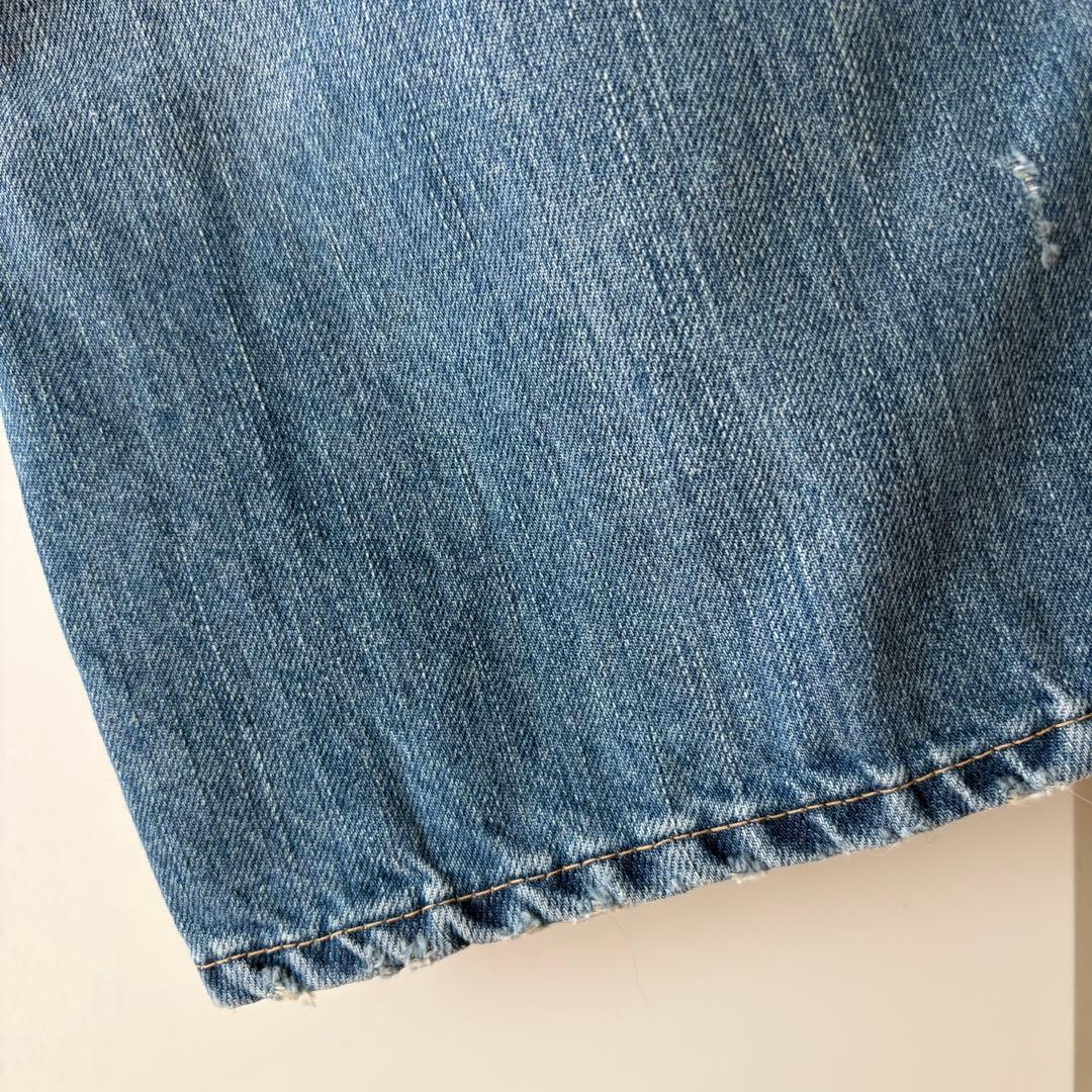 新品未使用45R 再び　ライ麦デニム　クロスビー５　ハッチとお花刺繍