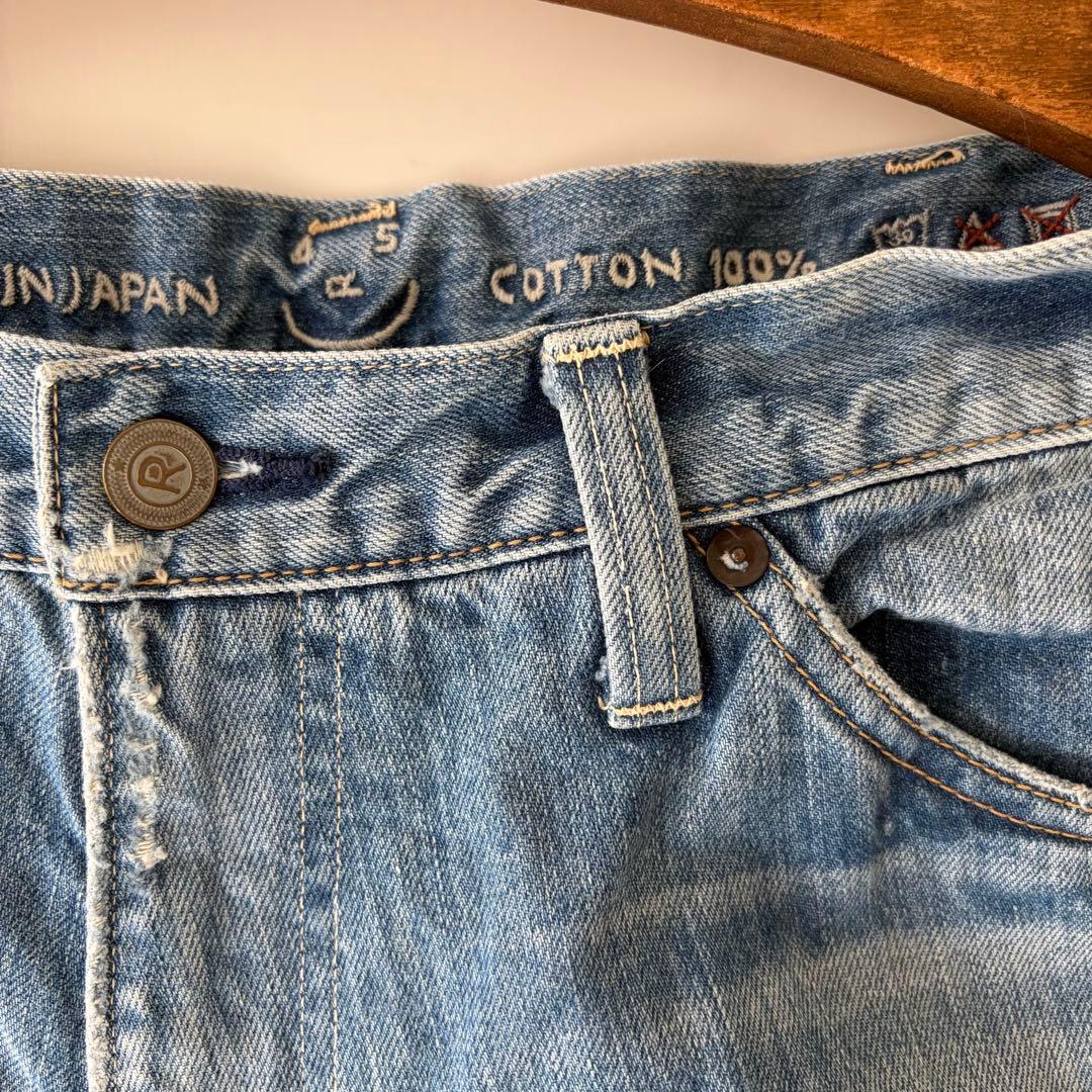 新品未使用45R 再び　ライ麦デニム　クロスビー５　ハッチとお花刺繍