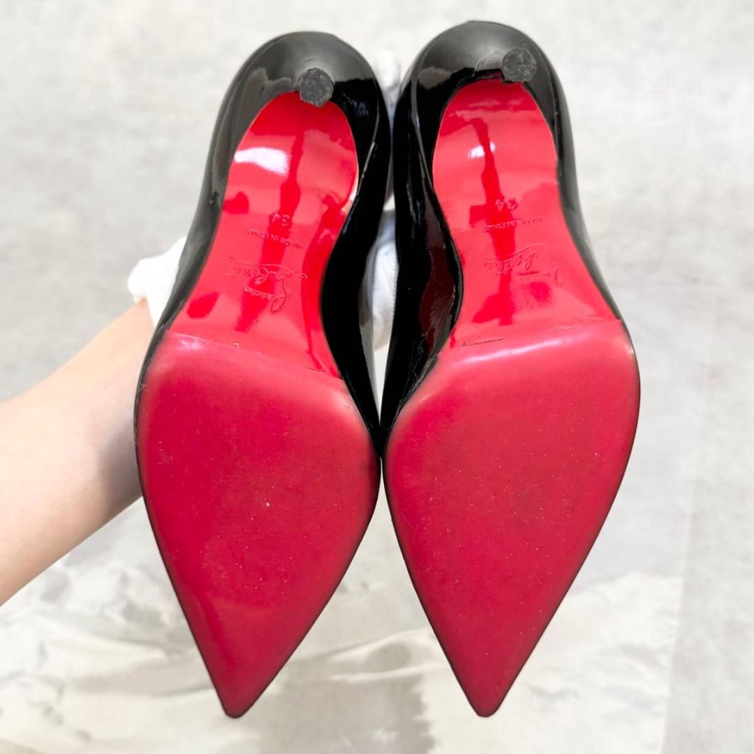 アキ クリスチャンルブタン ポインテッドトゥ パテントレザー ハイヒール