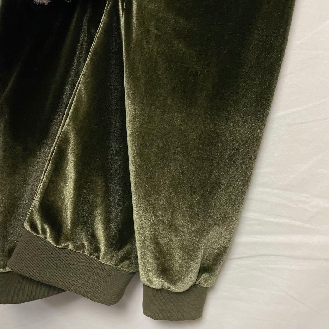 【CAMBIOカンビオ】ベロアスカジャン 虎 タイガー 刺繍 オリーブ S