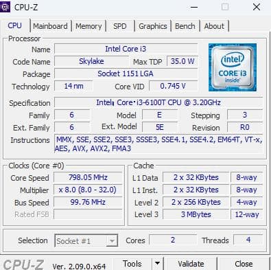ミニPC DELL Optiplex 3050 Micro i3 6100T