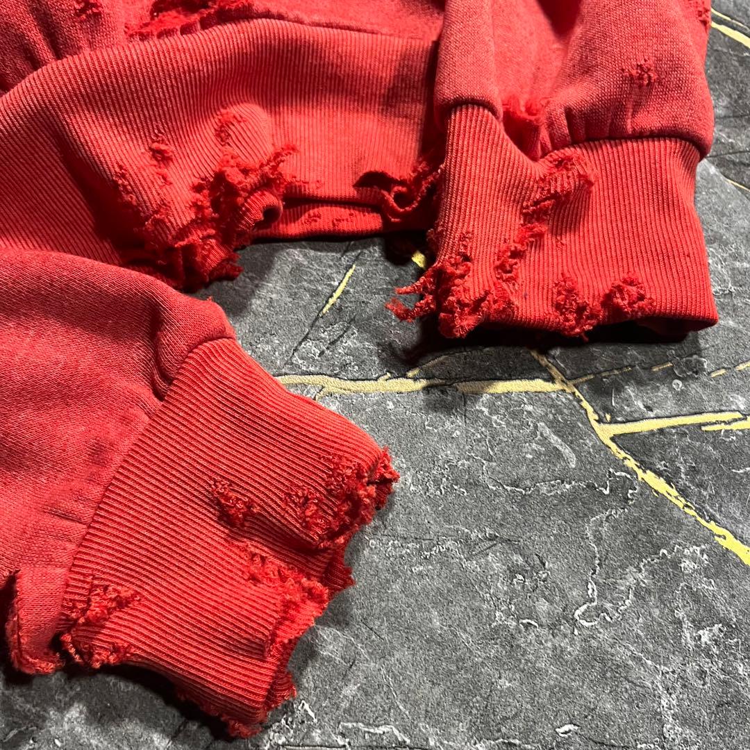 adidas 80s 鬼フェード スウェット ボロ ラグラン ビンテージ 赤