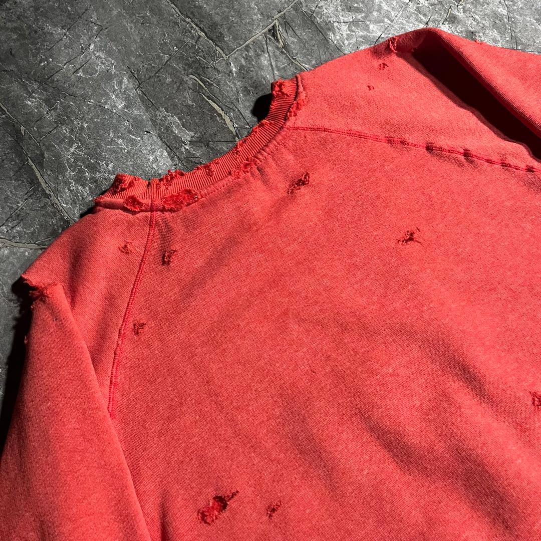 adidas 80s 鬼フェード スウェット ボロ ラグラン ビンテージ 赤