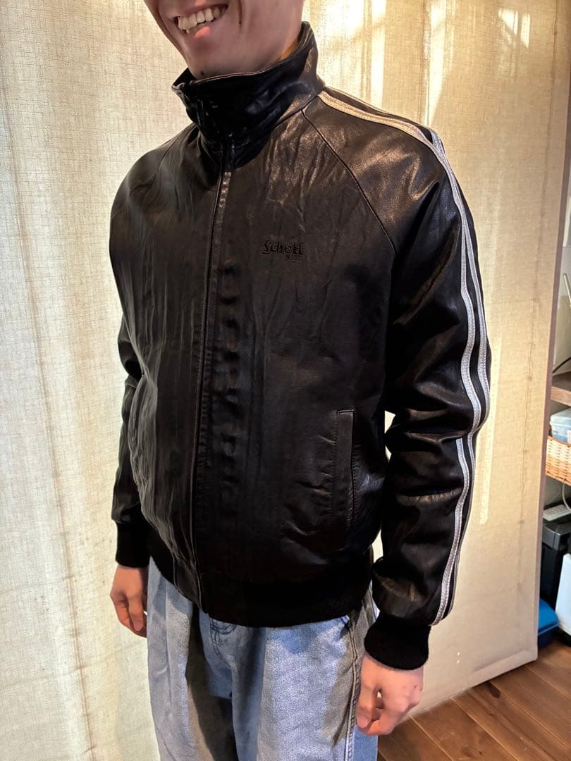 Schott レザー　羊革　トラックジャケット S