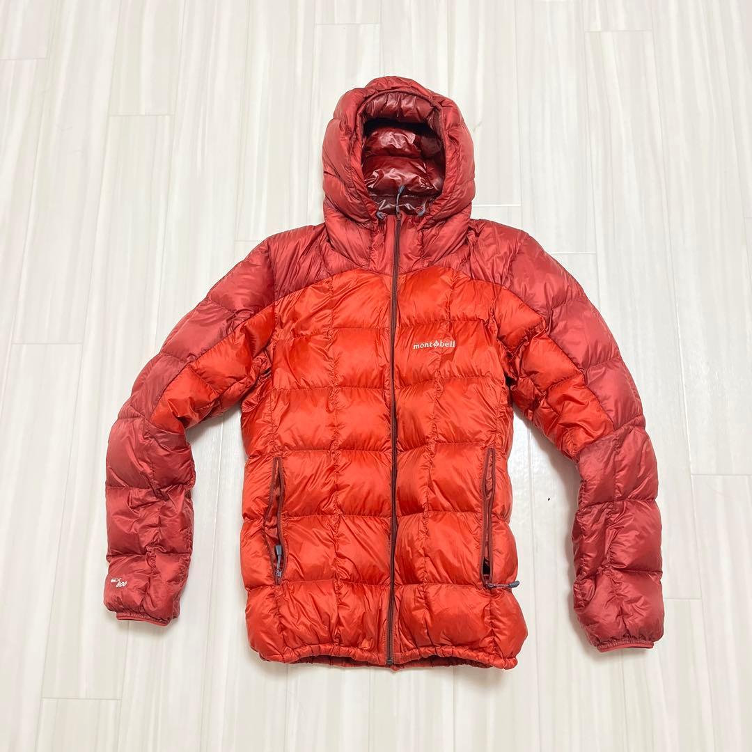 【美品】montbell フード付きダウンジャケット レッド