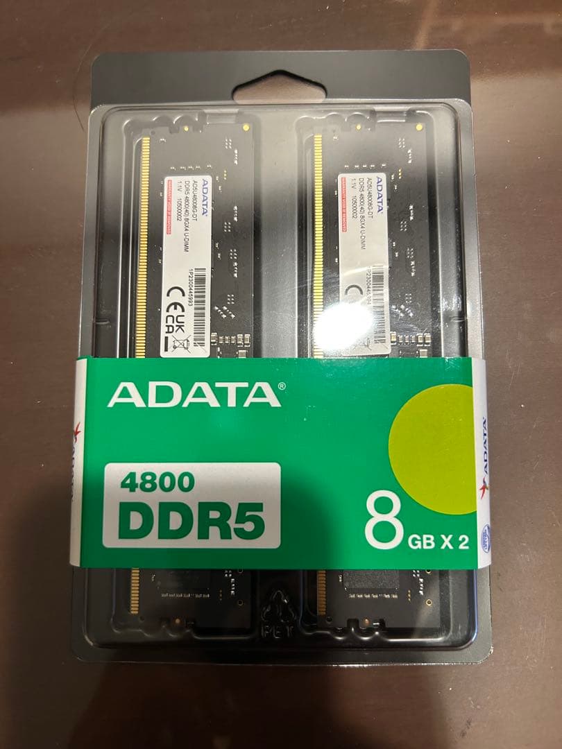 【新品】ADATA DDR5-4800 8GB x2 (16GB)