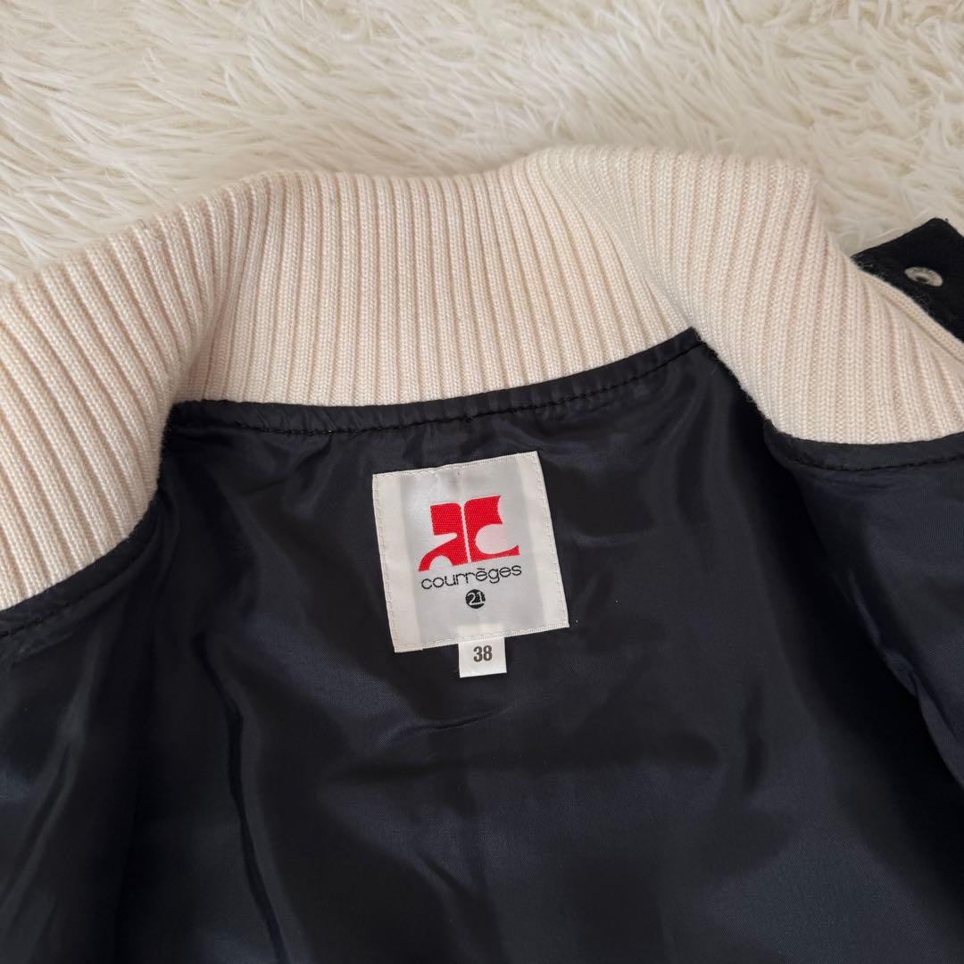 【希少】クレージュ　スタジャン　ブルゾン　ブラック　レディース　38 Y2K