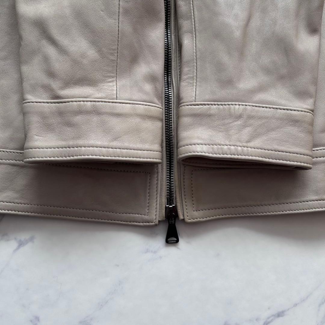 EMMETI JURI 羊革 シングルライダース ジャケット ベージュ 50