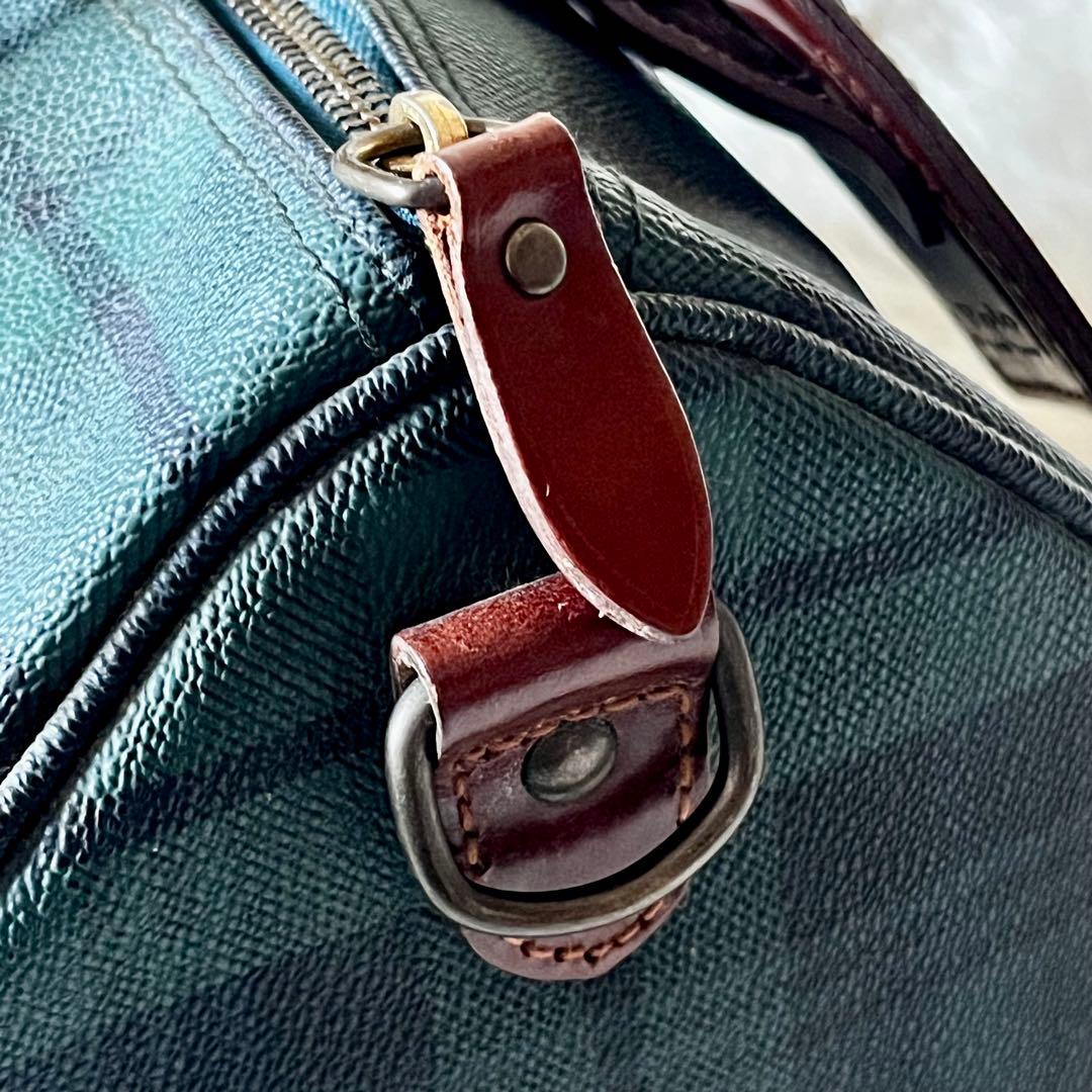 ✨美品✨ポロラルローレン ミニボストン バッグ　PVCレザー ブラックウォッチ