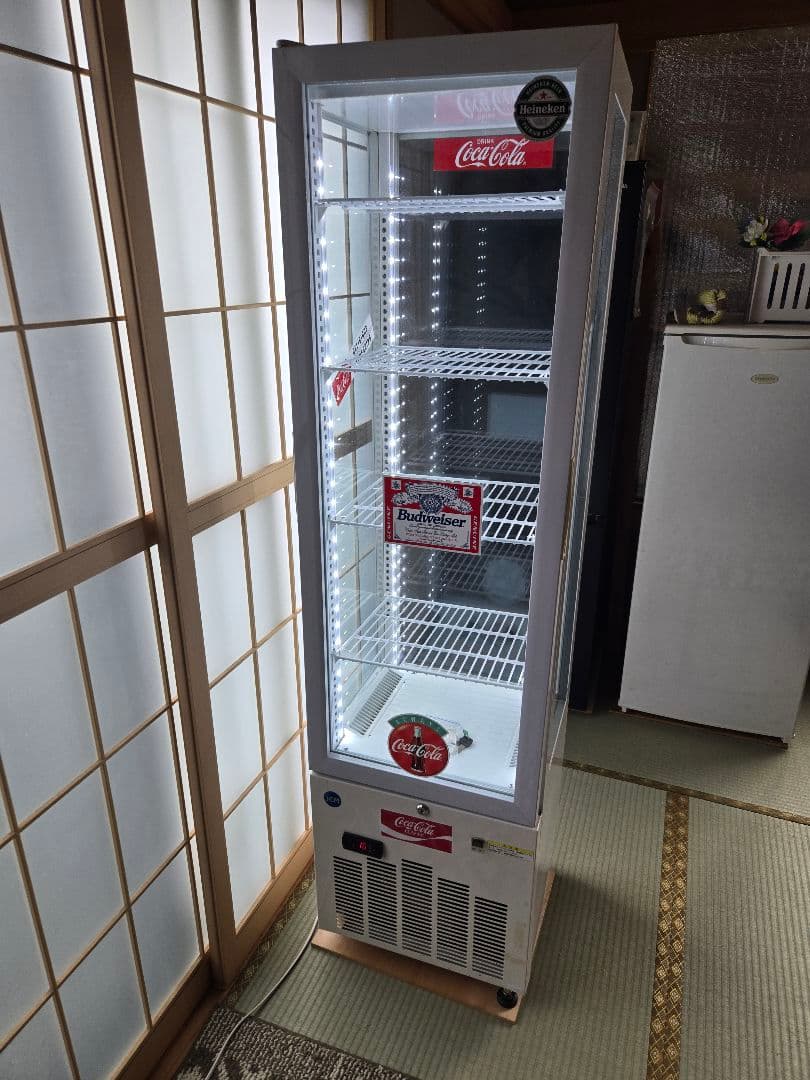 4面ガラス冷蔵ショーケース 片面扉　ガラス冷蔵庫 LED照明付き　jcms