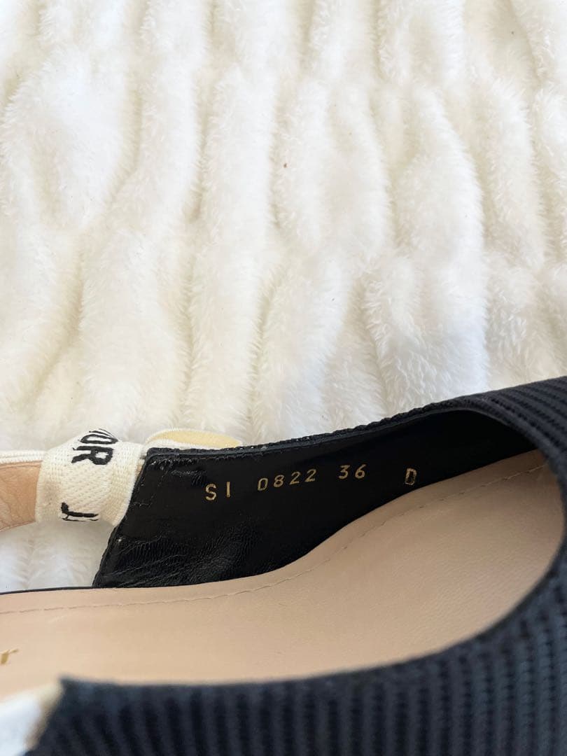 美品　ディオール　Dior　スリングバックパンプス　リボンファブリック　36d