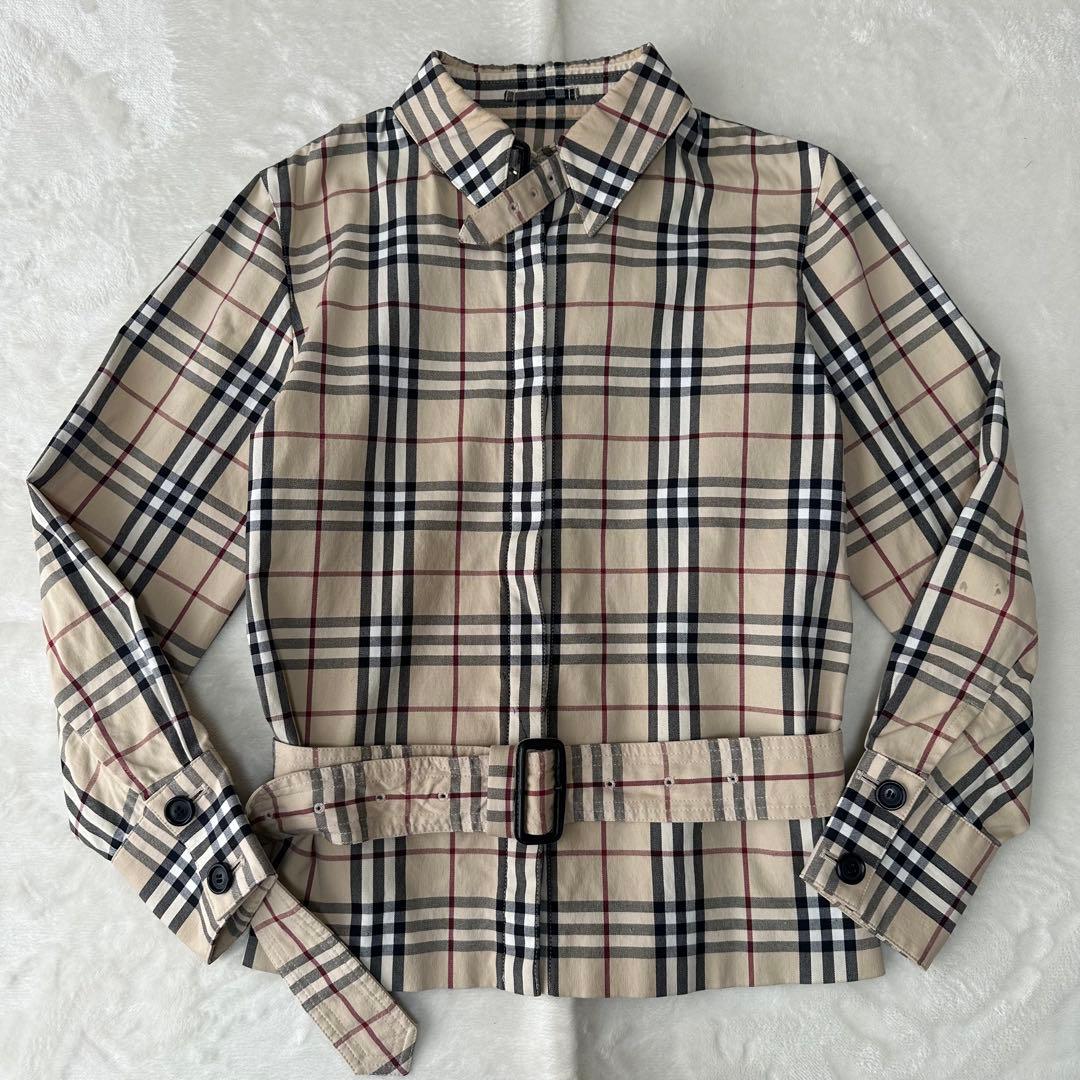 BURBERRY バーバリー ノバチェック ベルト付き シャツ 長袖 比翼 38