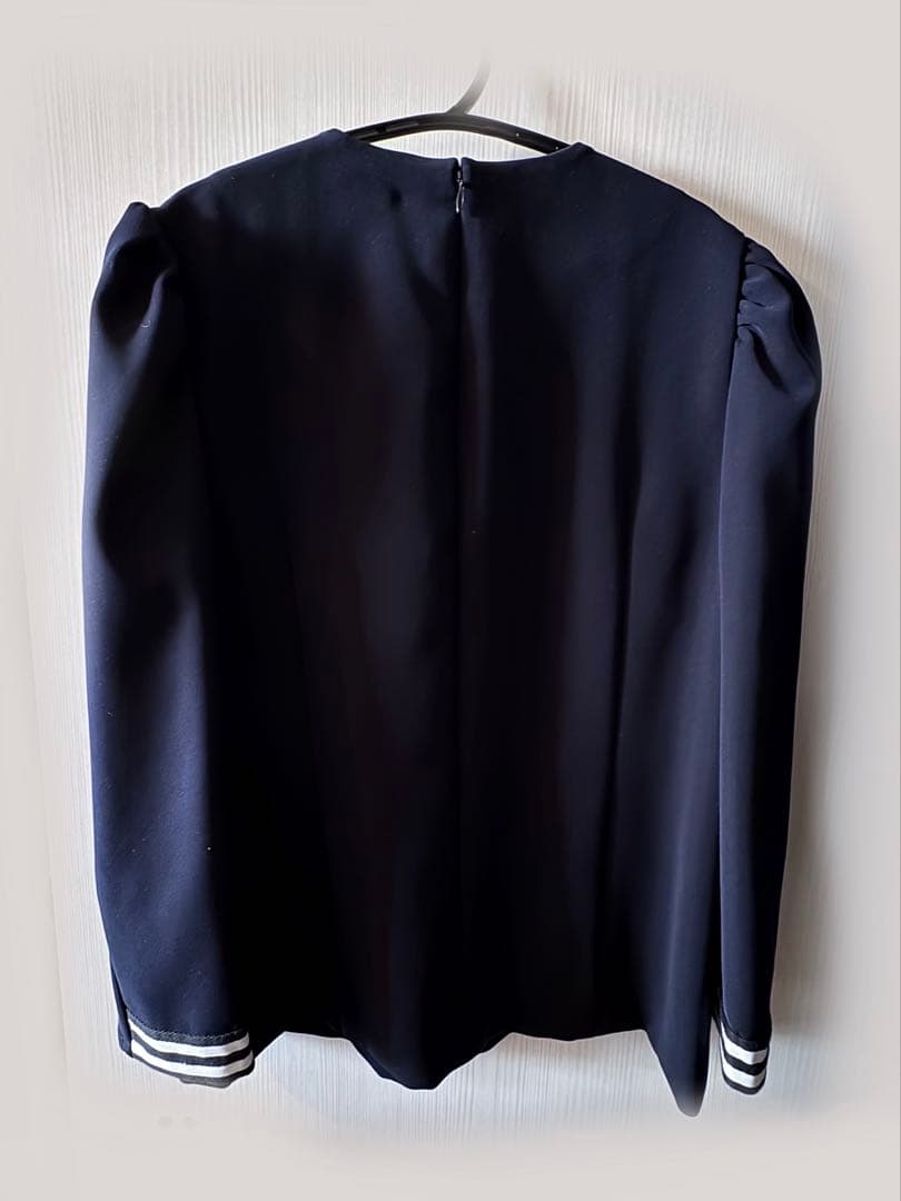 BORDERS at BALCONY ボタンツイルブラウス ネイビー 38