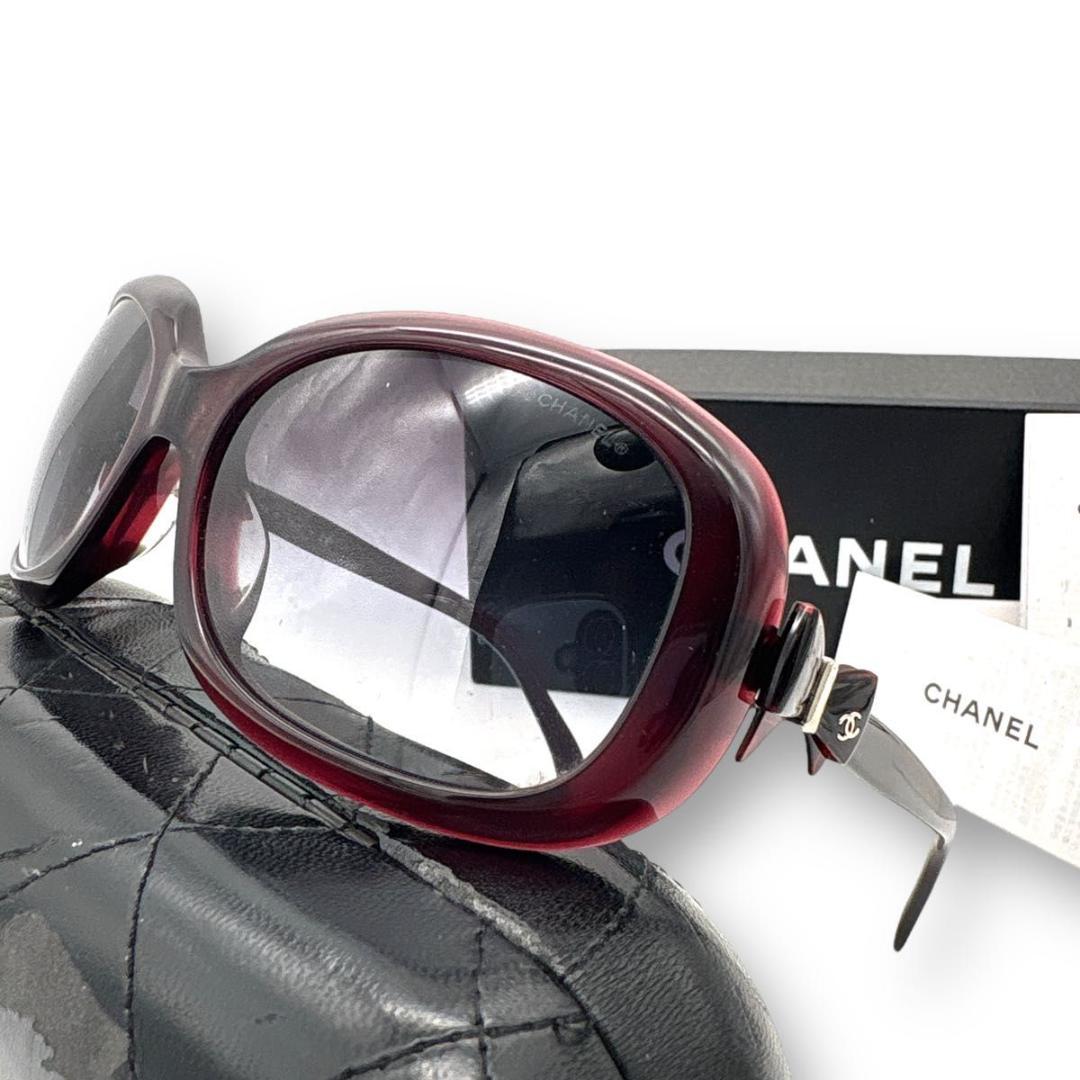 【美品】CHANEL サングラス　リボン ボルドー ケース 箱無し値下げ品