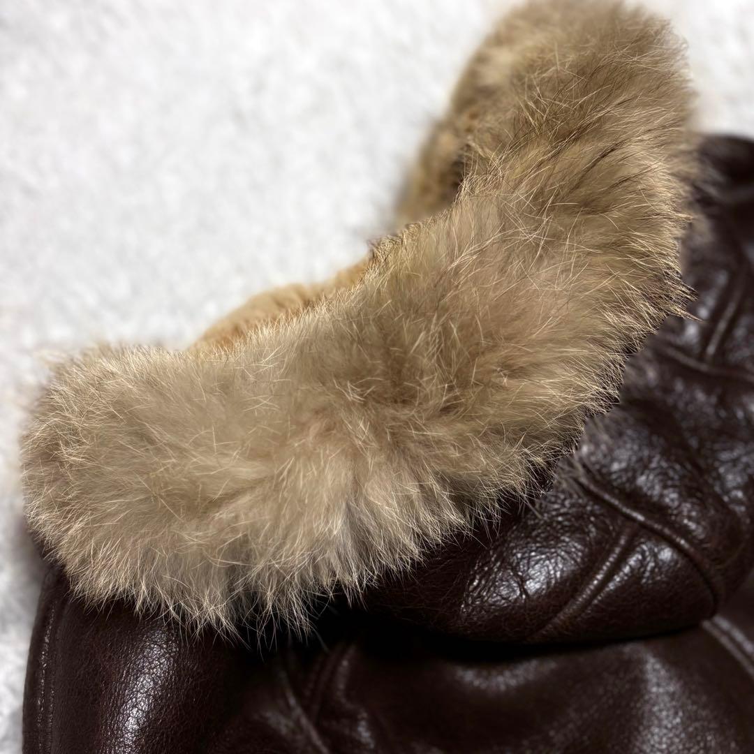 【美品】アラスカンコート　ムートンジャケット　ファー付き　本革羊革　Lサイズ