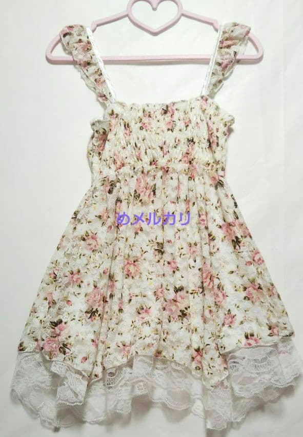 LIZ LISA リズリサ 花柄 ビッグリボン キャミソール チュニック 白