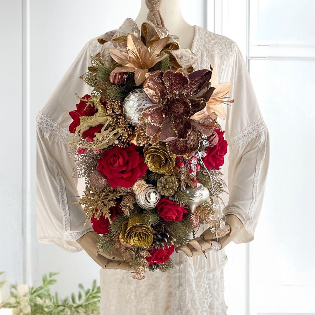 ラグジュアリークリスマススワッグ／冬の華やぐ大人のクリスマスリース ツリー