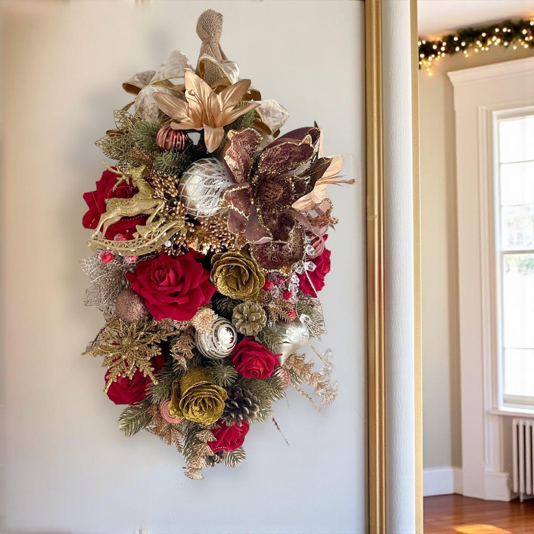 ラグジュアリークリスマススワッグ／冬の華やぐ大人のクリスマスリース ツリー