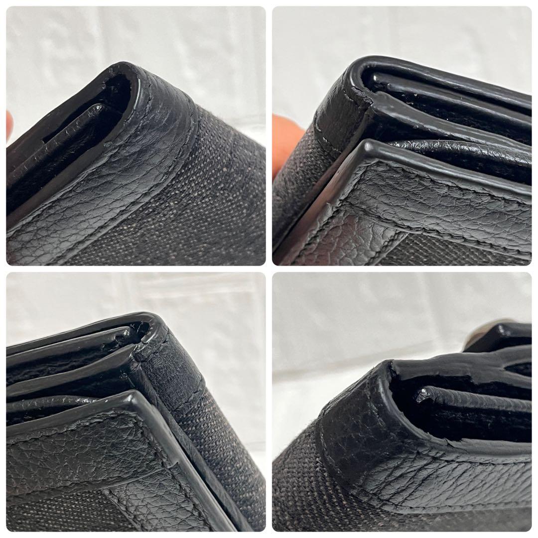 美品✨GUCCI 長財布　GGキャンバス レザー　ブラック　メンズ　Wホック