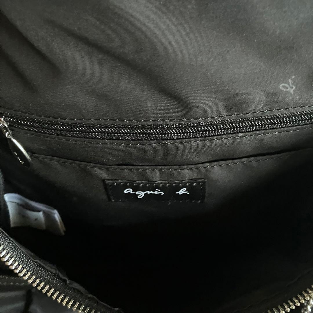 【美品】agnes b. ナイロンブラックバックパック ポーチ付　アニエスベー