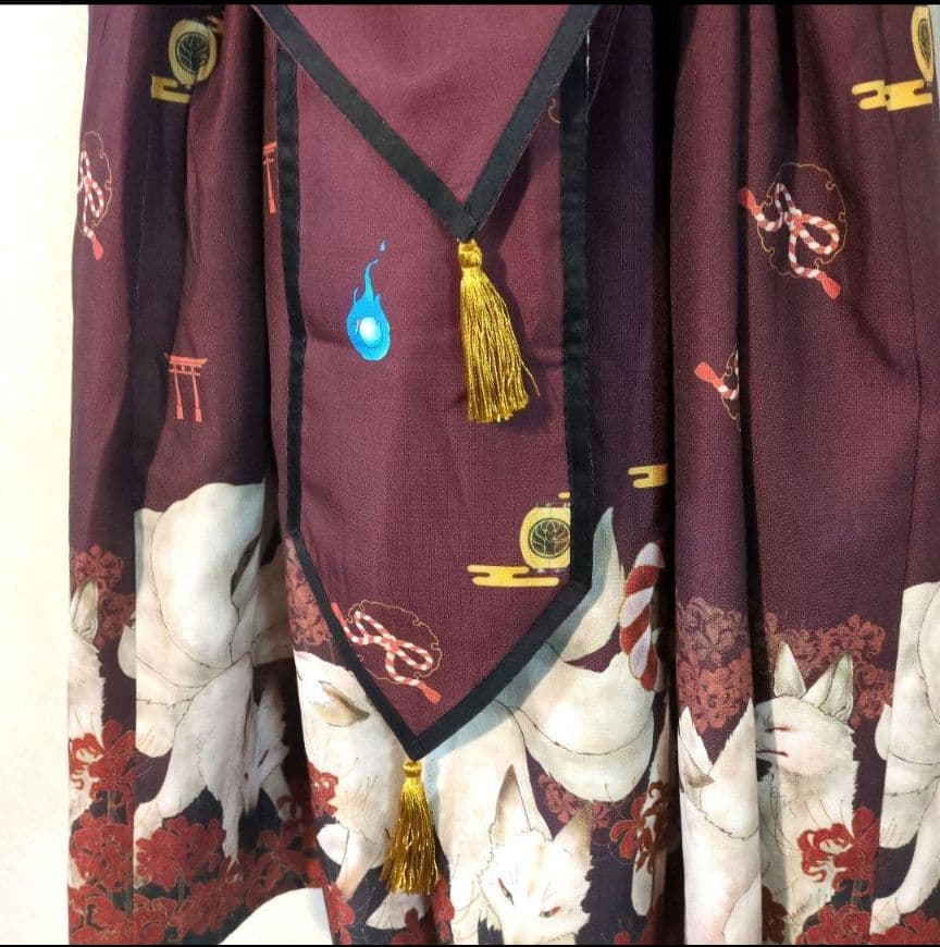 axes femme kawaii　彼岸の白狐会柄ジャンパースカートセット